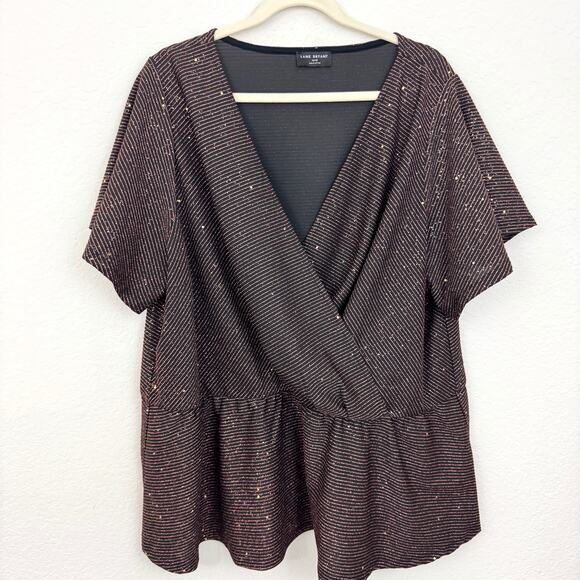 Lane Bryant Womens Classic Flutter Sleeve Peplum Top Size 26/28  Metallic Copper - Picture 1 of 7